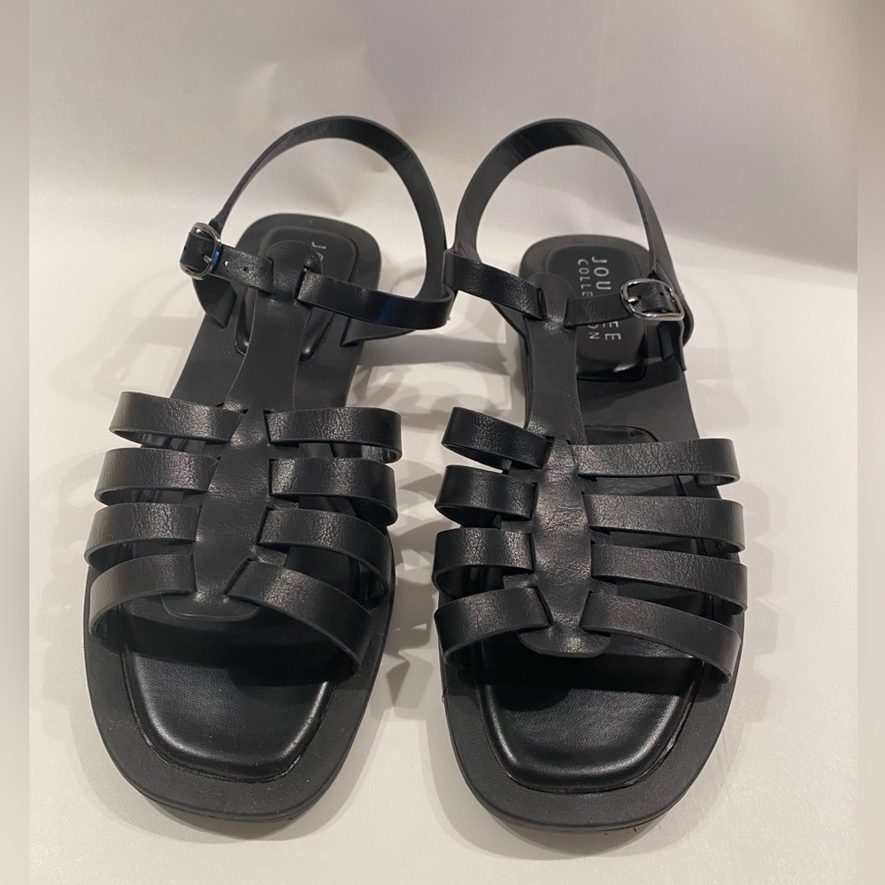 Journee collection BENICIA FISHERMAN SANDALS IN FAUX LEATHER Blavk size 11
